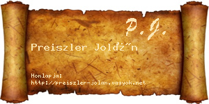 Preiszler Jolán névjegykártya